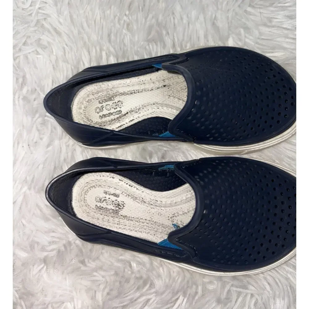 Crocs Toddler Sz. 7 Citilane Rona Slip On casual Navy Shoe. Comf, Cute